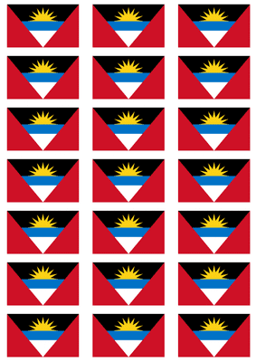Antigua & Barbuda Flag Stickers - 21 per sheet