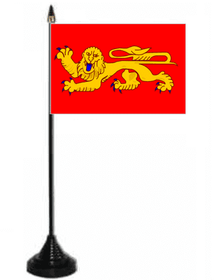 Aquitaine Desk / Table Flag with plastic stand and base.