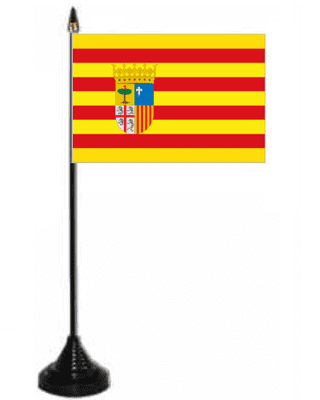 Aragon Desk / Table Flag with plastic stand and base.