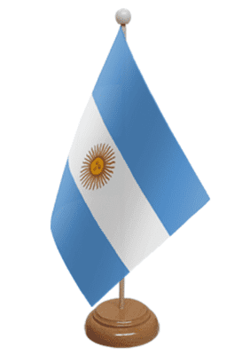 Argentina Desk / Table Flag with wooden stand and base