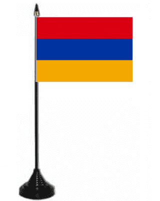 Armenia Desk / Table Flag with plastic stand and base.