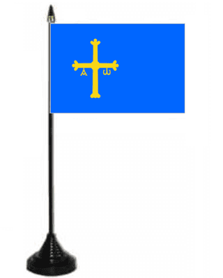 Asturias Desk / Table Flag with plastic stand and base.