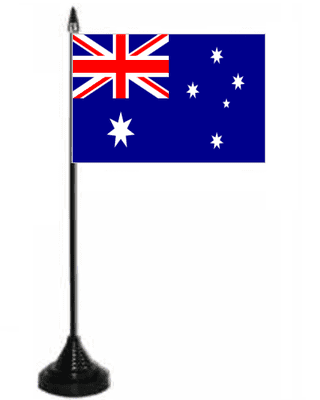 Australia Desk / Table Flag with plastic stand and base.