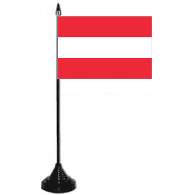 Austria Desk / Table Flag with plastic stand and base.