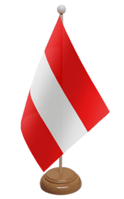 Austria Desk / Table Flag with wooden stand and base
