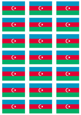 Azerbaijan Flag Stickers - 21 per sheet
