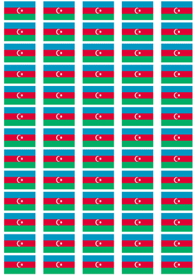 Azerbaijan Flag Stickers - 65 per sheet