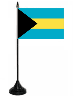 Bahamas Desk / Table Flag with plastic stand and base.
