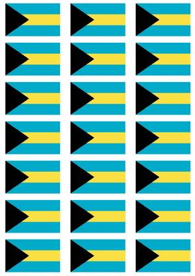 Bahamas Flag Stickers - 21 per sheet