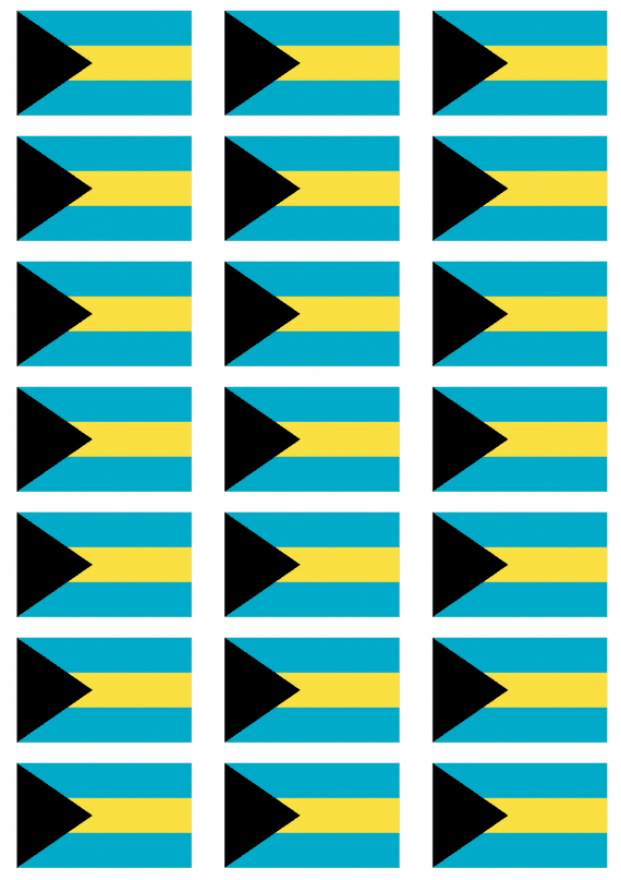 Bahamas Flag Stickers - 21 per sheet