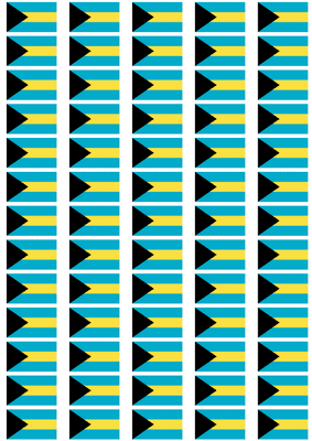 Bahamas Flag Stickers - 65 per sheet