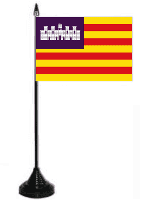 Balearic Islands Desk / Table Flag with plastic stand and base.