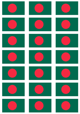 Bangladesh Flag Stickers - 21 per sheet