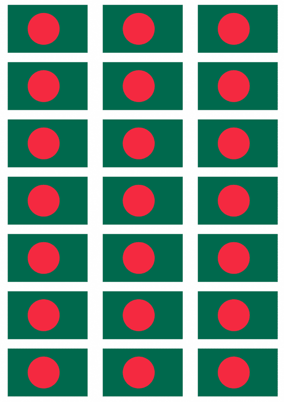 Bangladesh Flag Stickers - 21 per sheet