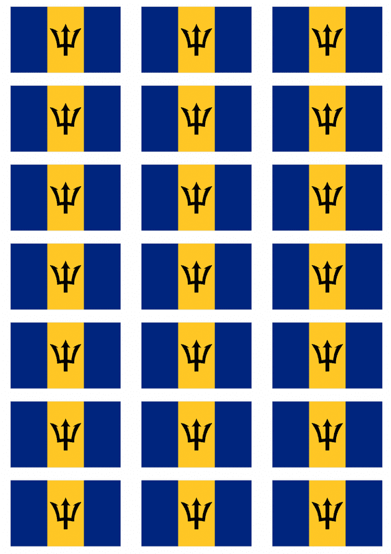 Barbados Flag Stickers - 21 per sheet