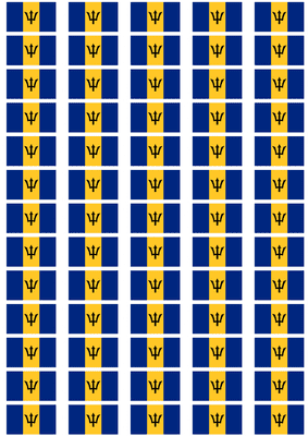 Barbados Flag Stickers - 65 per sheet