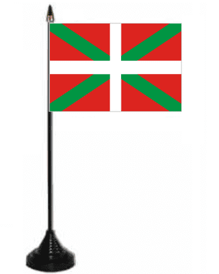Basque Desk / Table Flag with plastic stand and base.