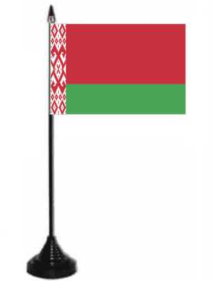 Belarus Desk / Table Flag with plastic stand and base.