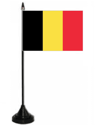 Belgium Desk / Table Flag with plastic stand and base.