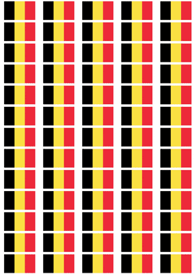 Belgium Flag Stickers - 65 per sheet