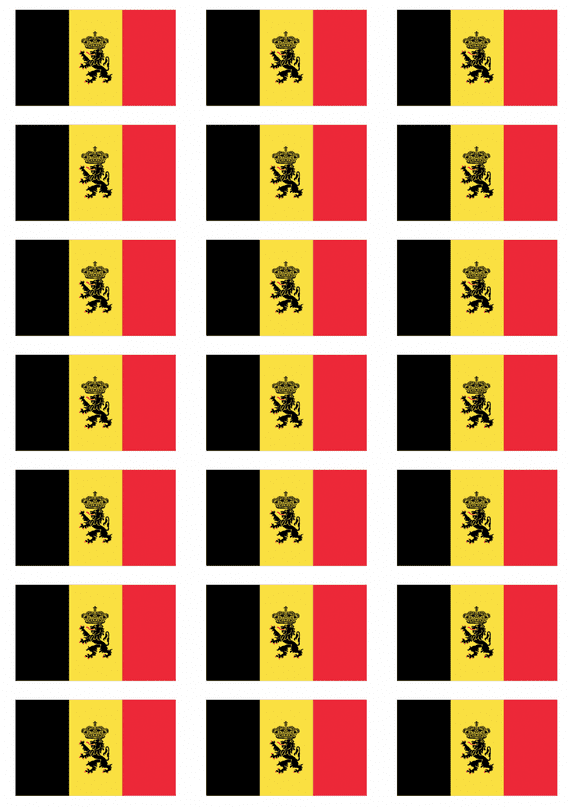 Belgium State Flag Stickers - 21 per sheet