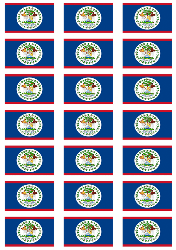 Belize Flag Stickers - 21 per sheet