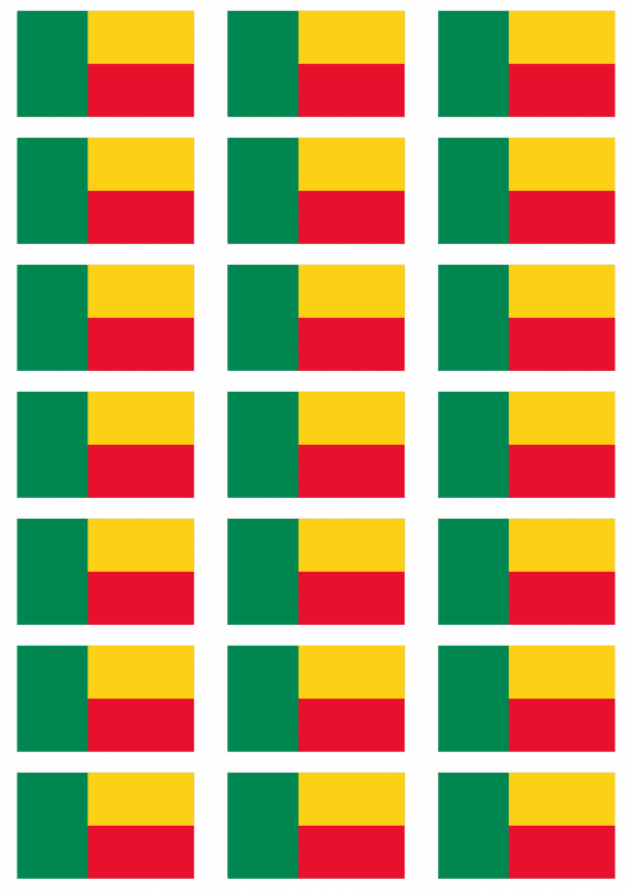 Benin Flag Stickers - 21 per sheet