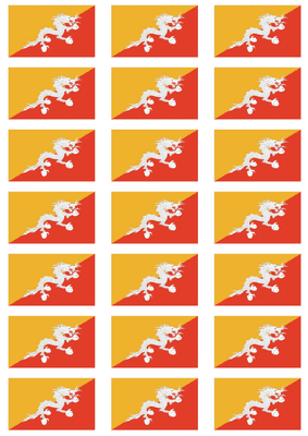 Bhutan Flag Stickers - 21 per sheet