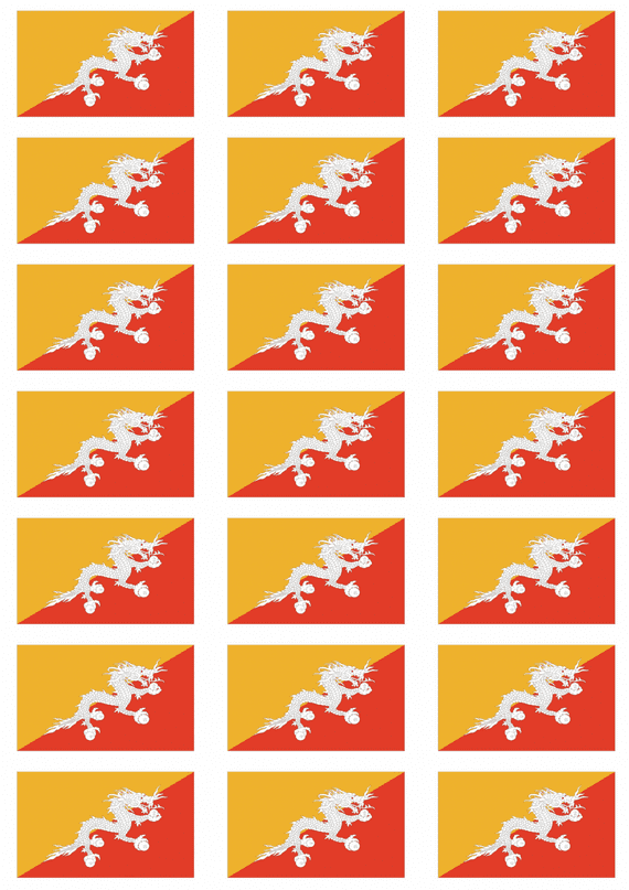 Bhutan Flag Stickers - 21 per sheet