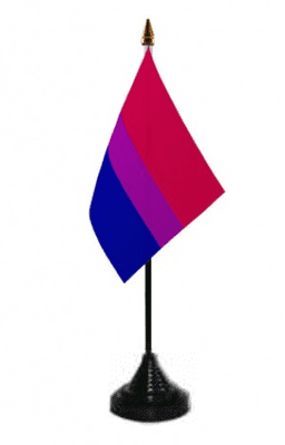 Bisexual Pride Desk / Table Flag with plastic stand and base