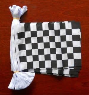 Black and White Checkered Bunting, rectangular, 9 metre