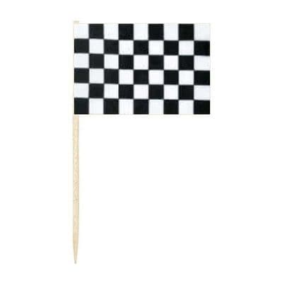 Black and White Checkered Flag Cocktail Sticks (pack of 10)