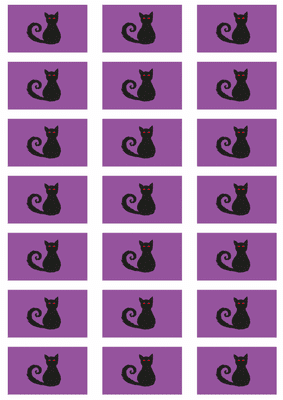 Black Cat Purple Stickers - 21 per sheet