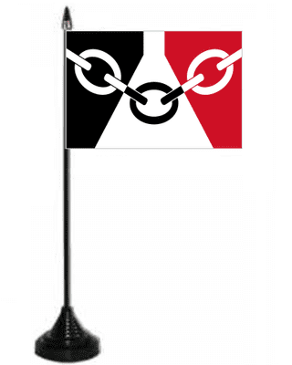 Black Country Desk / Table Flag with plastic stand and base.