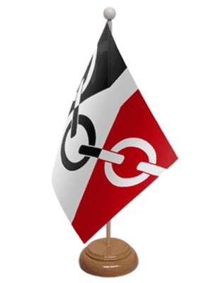 Black Country Desk / Table Flag with wooden stand and base