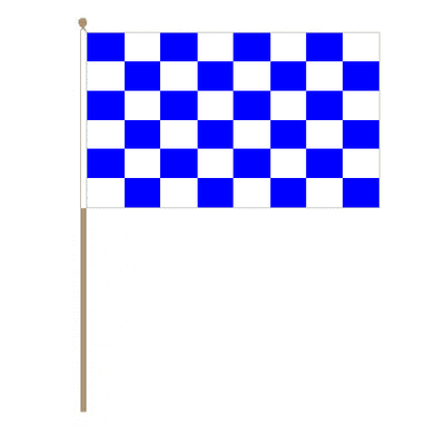 Blue and White Checkered Hand Flag - Large