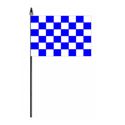 Blue and White Checkered Hand Flag - Small