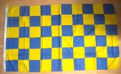 Blue and Yellow Checkered Large Flag - 5' x 3'.