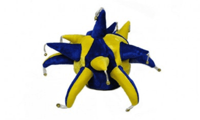 Blue and Yellow Jester Hat.