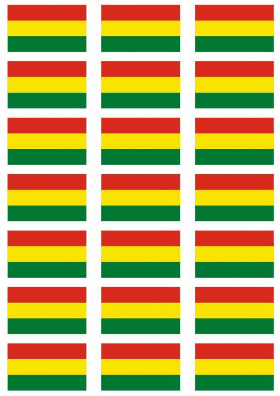 Bolivia Civil Flag Stickers - 21 per sheet