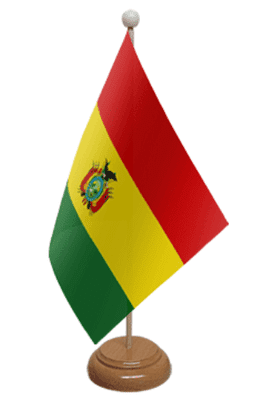 Bolivia Desk / Table Flag with wooden stand and base