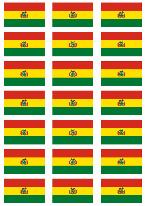 Bolivia Flag Stickers - 21 per sheet