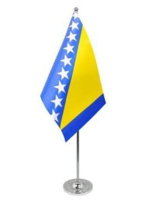Bosnia and Herzegovina Desk / Table Flag with chrome stand and base.
