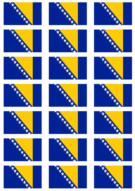Bosnia and Herzegovina Flag Stickers - 21 per sheet