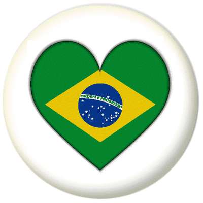 Brazil Country Flag Heart 25mm Pin Button Badge