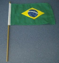 Brazil Country Hand Flag - Medium (stitched).