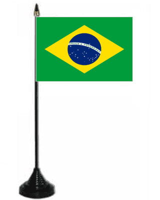 Brazil Desk / Table Flag with plastic stand and base.