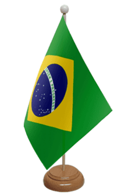 Brazil Desk / Table Flag with wooden stand and base