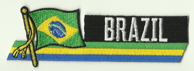 Brazil Embroidered Flag Patch, style 01.