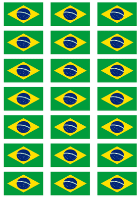 Brazil Flag Stickers - 21 per sheet